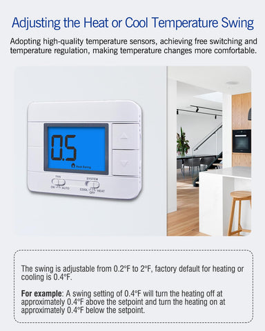 Aowel AW701 swing setting controls allow precise heat or cool adjustments.