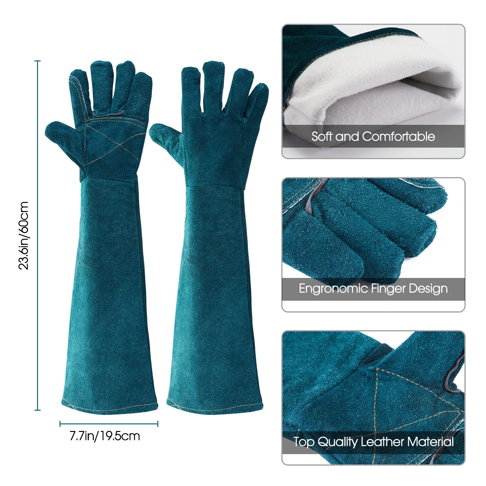 AOWPFVV bite-proof leather gloves with reinforced palms for secure handling