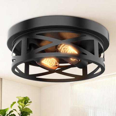 aoztomlux flush-mount two-light matte black for hallway ambience