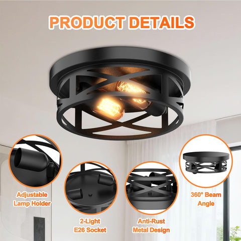 aoztomlux open metal frame ceiling light bright exposed-bulb look
