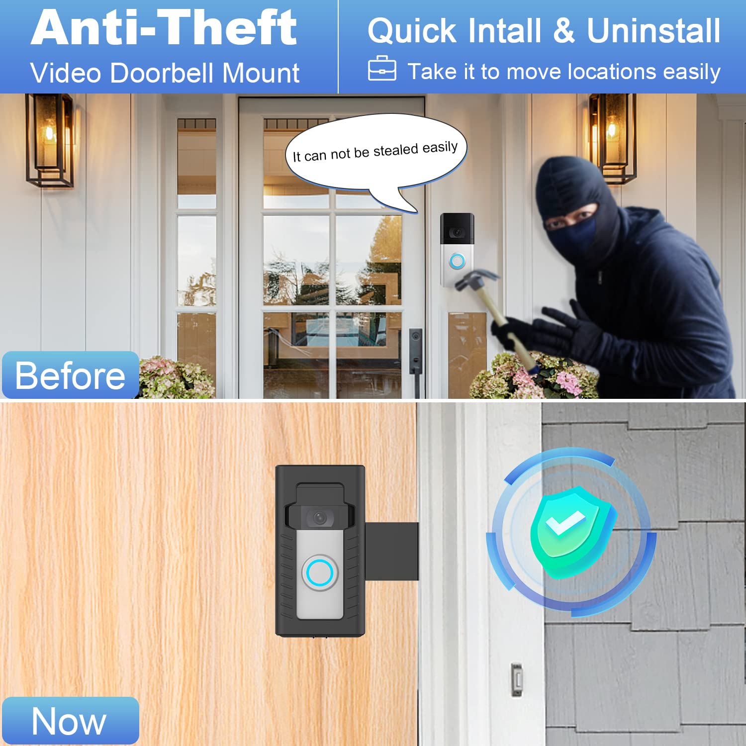 Sponge housing cushions the doorbell and protects door surfaces