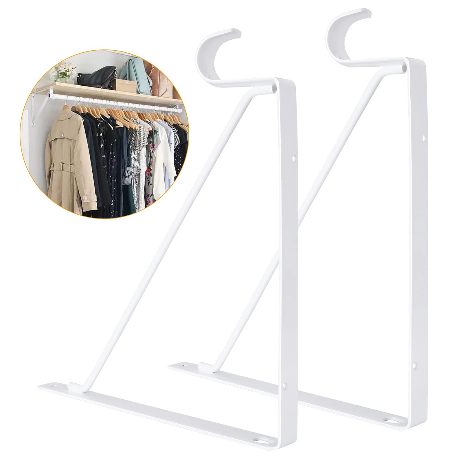 APACALI white closet brackets ideal for kitchen, garage, or storage spaces.