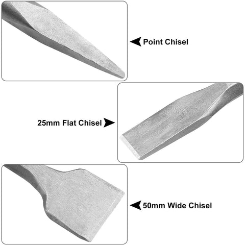 APACALI flat chisel 25mm detail image, rugged surface treatment for long life.