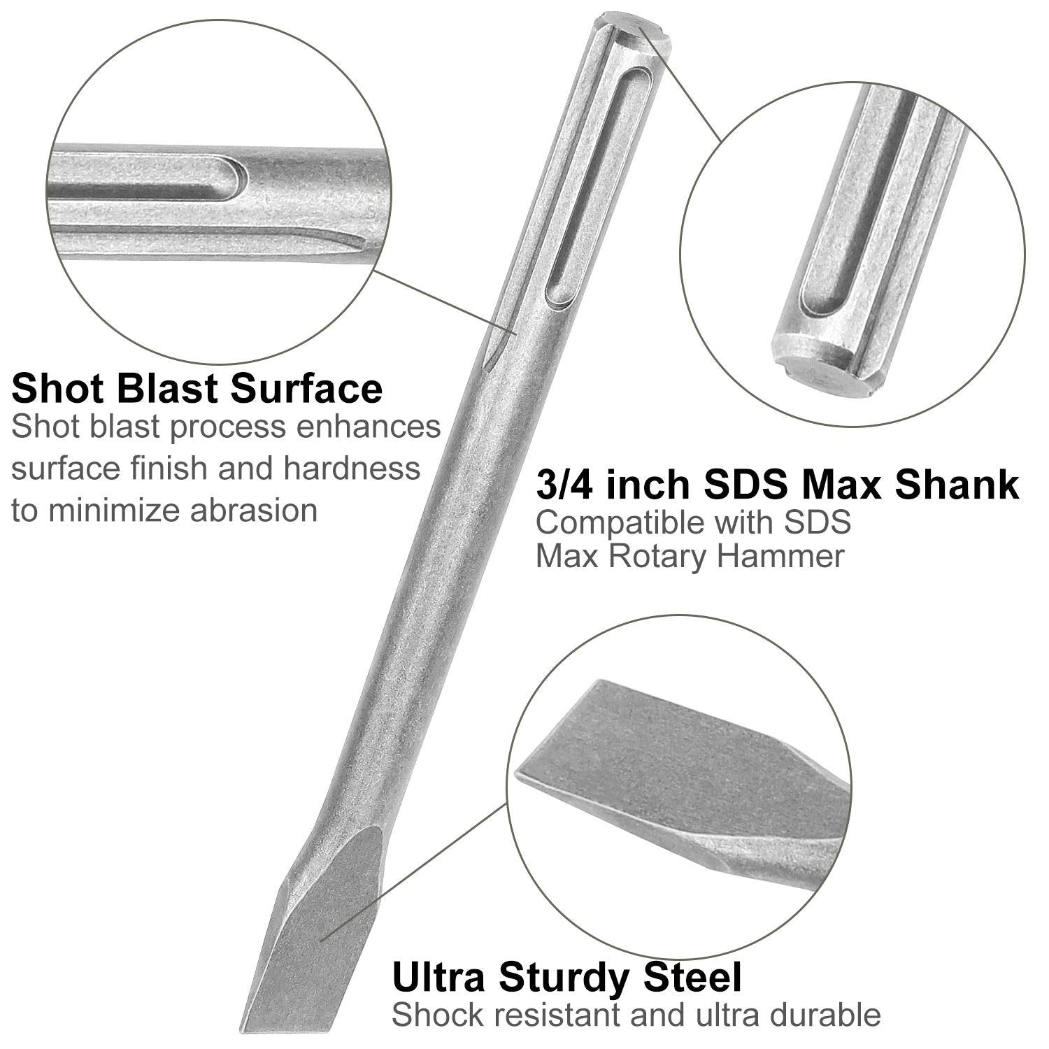 APACALI point chisel detail image, sharpened tip for efficient breaking.