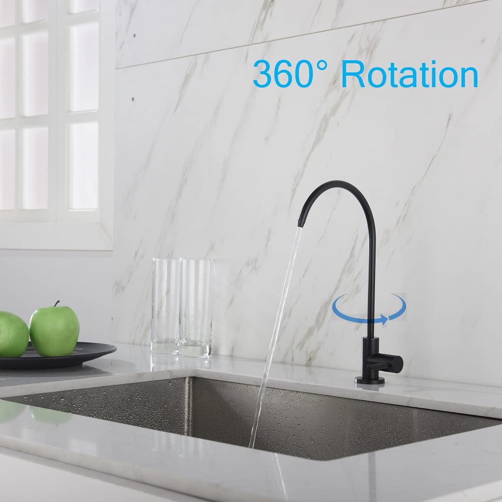 Apaix front view of matte black faucet with sleek lines for kitchen setup.