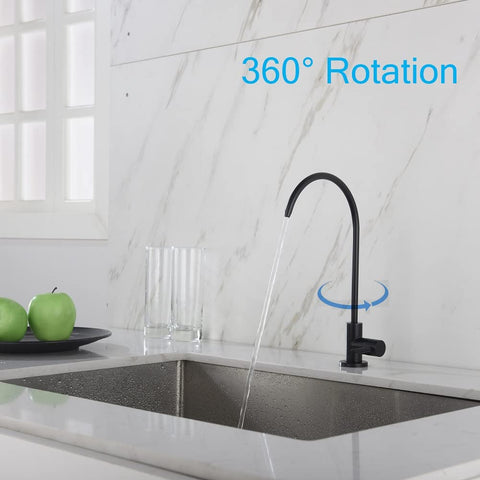 Apaix front view of matte black faucet with sleek lines for kitchen setup.