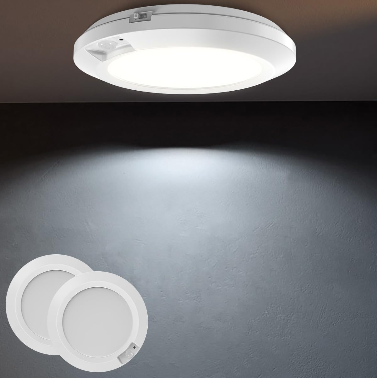 APCENS battery motion light indoor 2-pack illuminates tight closets with easy stick-on installation.