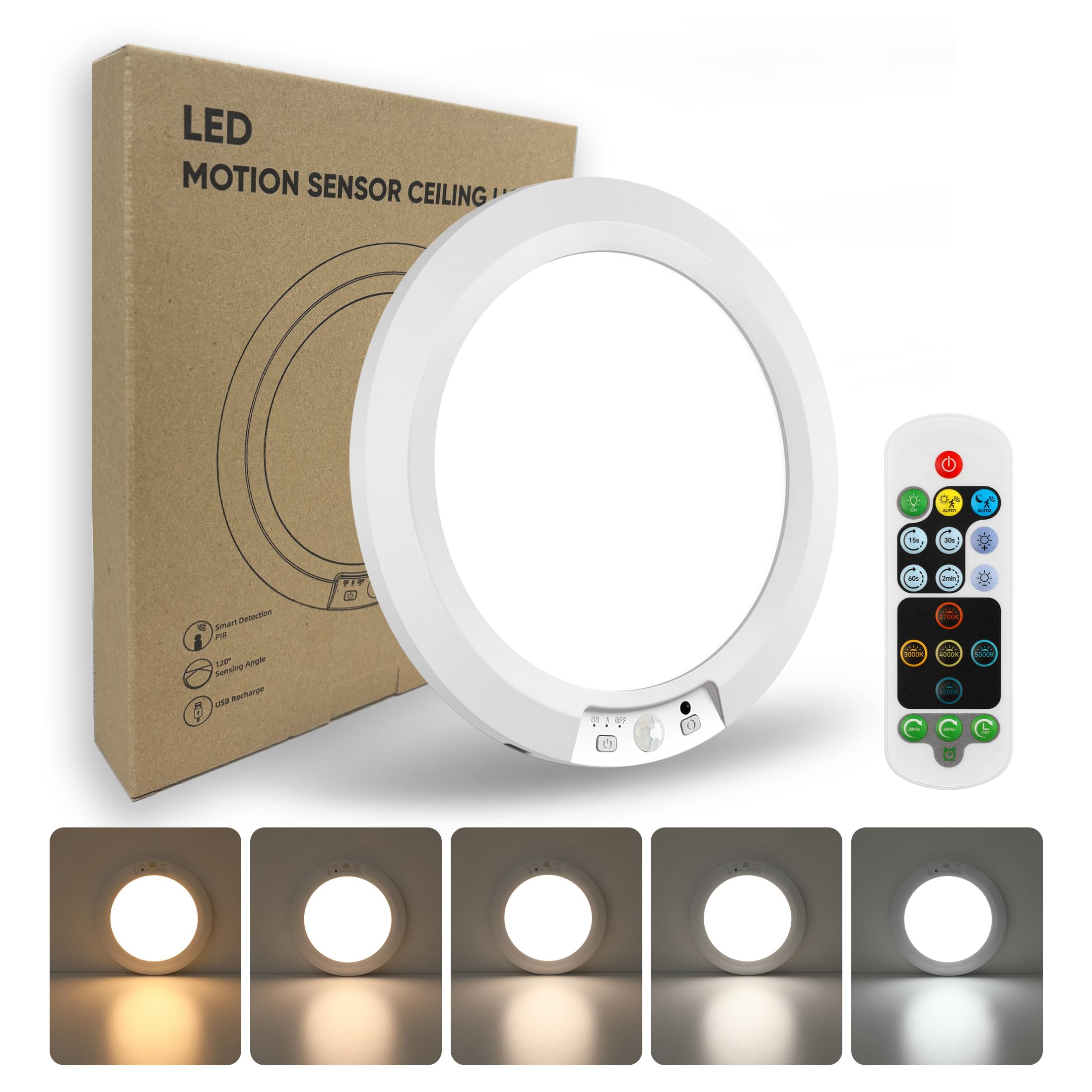 APCENS wireless motion ceiling light front view for hands-free entry lighting
