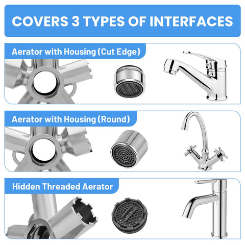 Apdhk tool shows scratch-free finish protects faucet while removing aerators.