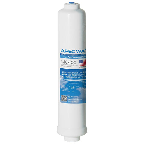 APEC Water 5-TCR-QC 10-inch inline carbon filter with quick-connect for easy RO installation.