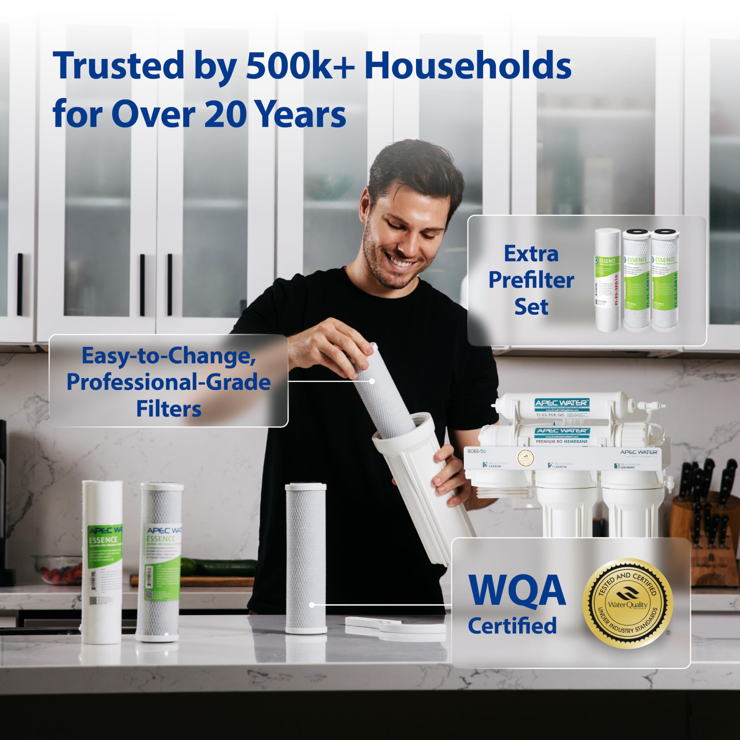 APEC Water FILTER-MAX-ES50 filter set designed for long-lasting filtration.