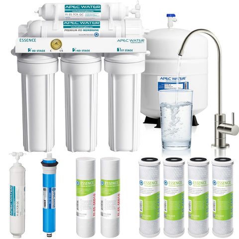 APEC Water ROES-50 system front view showing compact under-sink purification.