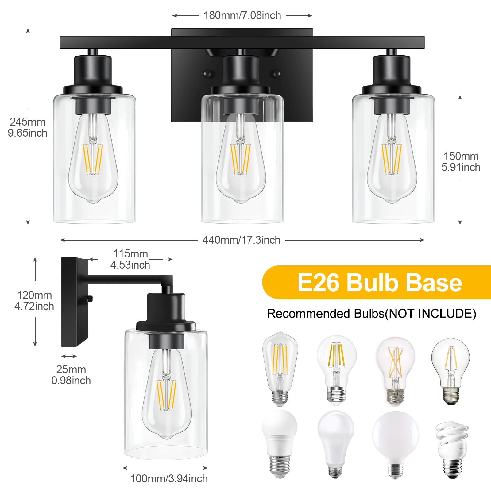 Apenath dimmable vanity light works with dimmers for adjustable brightness.
