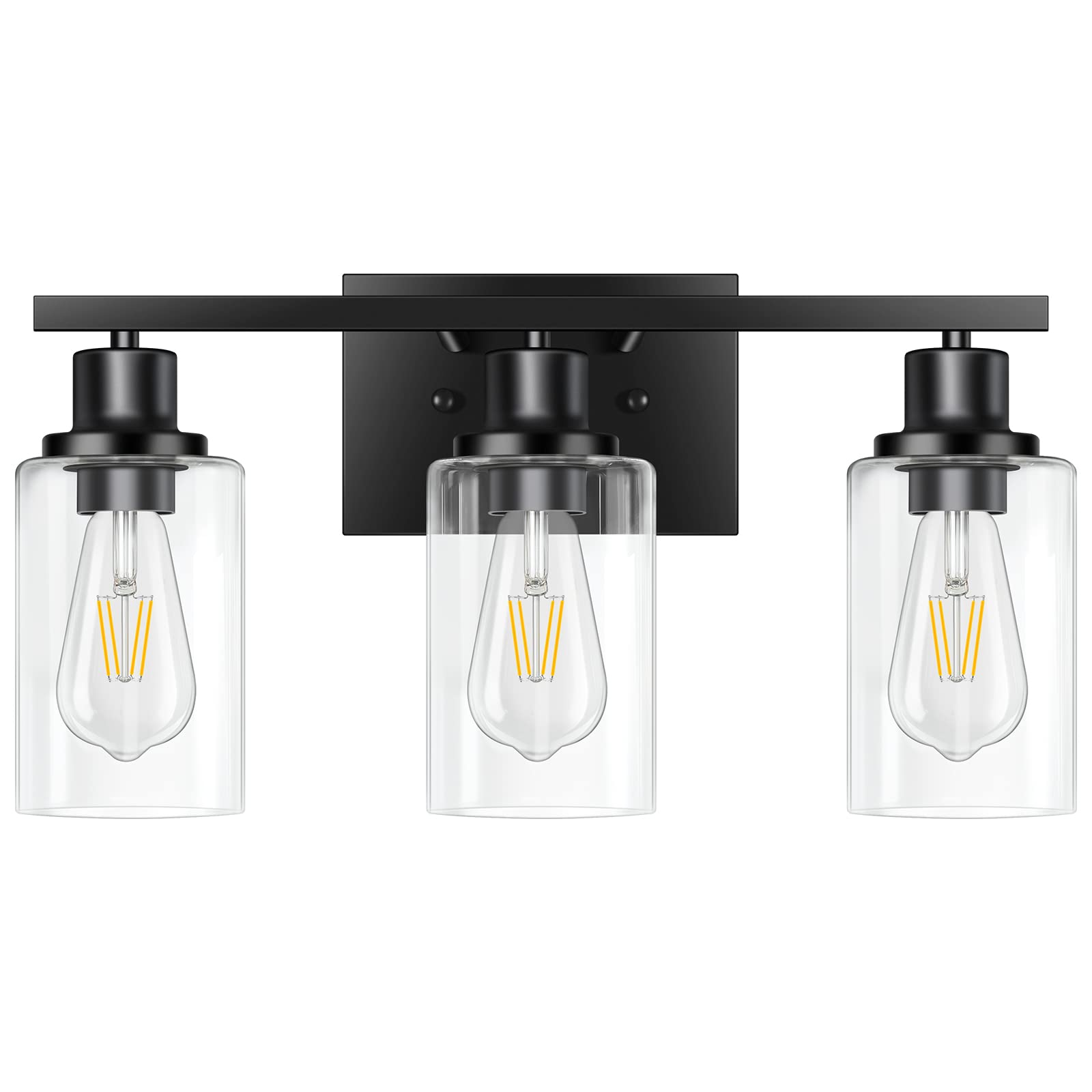 Apenath vanity over mirror provides balanced illumination for grooming.