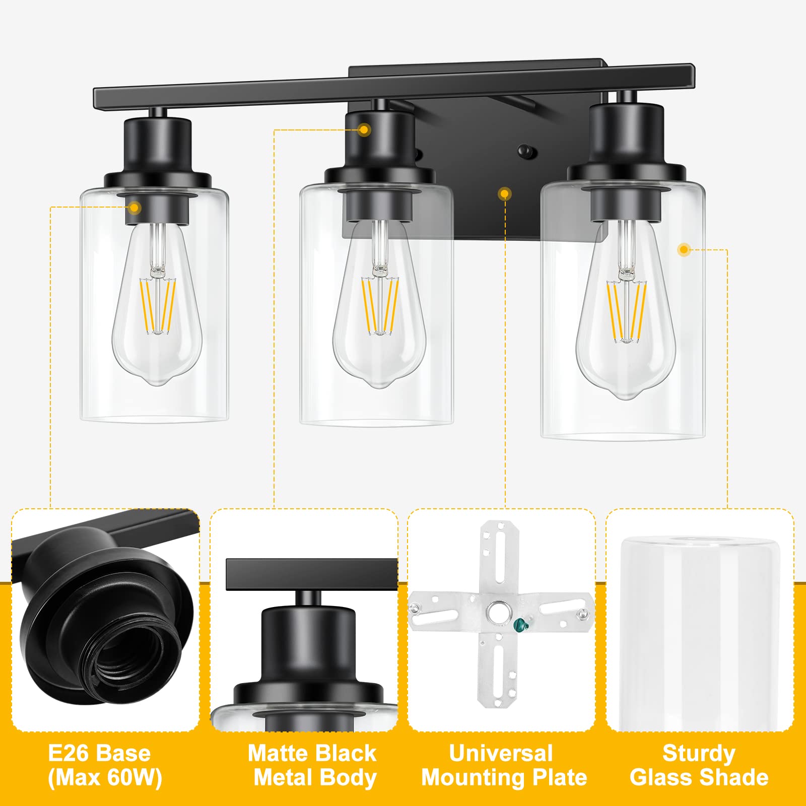 Apenath wall mount vanity light ideal for hallways, bathrooms, and bedrooms.