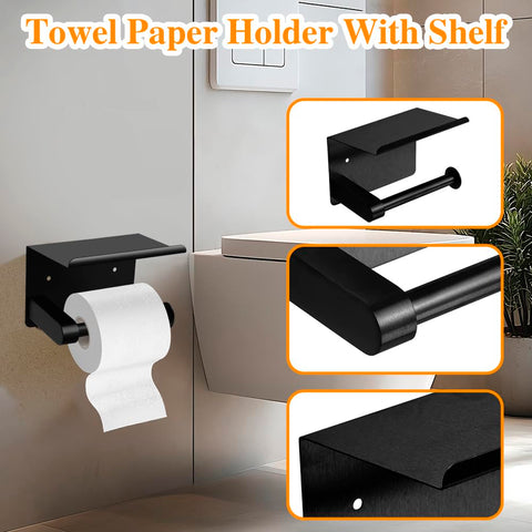 APerfectLife matte black 16-inch towel bar, sleek line for hand towels.