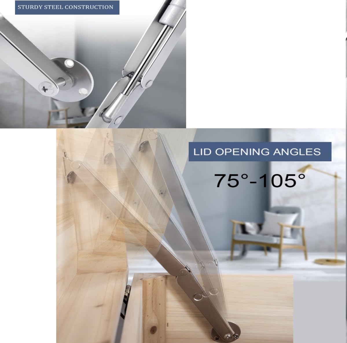 APFFSY toy box hinges in action with soft-close safety.
