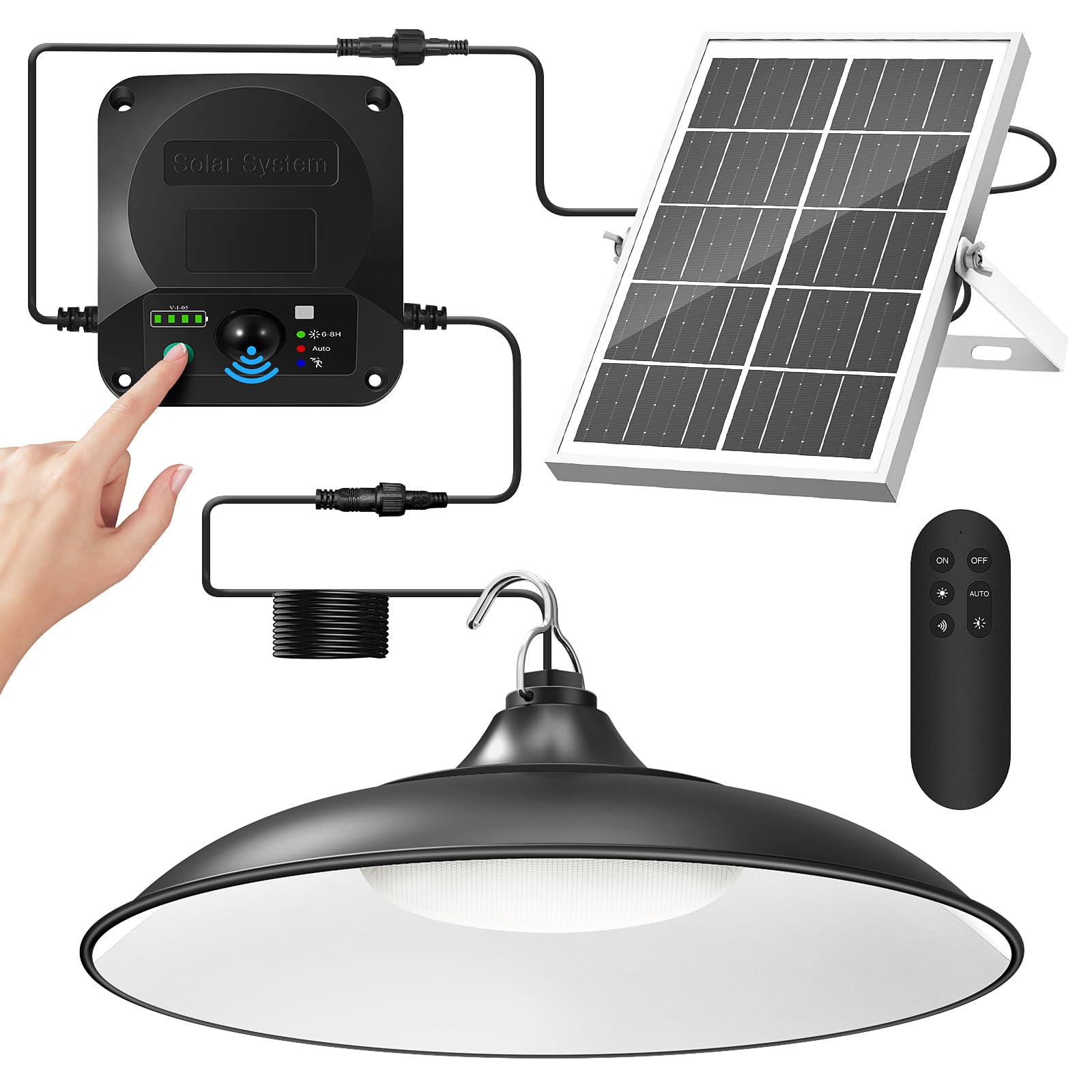 APILAB Solar Shed Light panel illustrating outdoor solar charging for versatile use