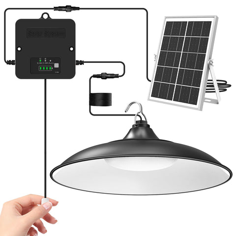 APILAB Solar Shed Light power box shows battery level and mode for easy monitoring.