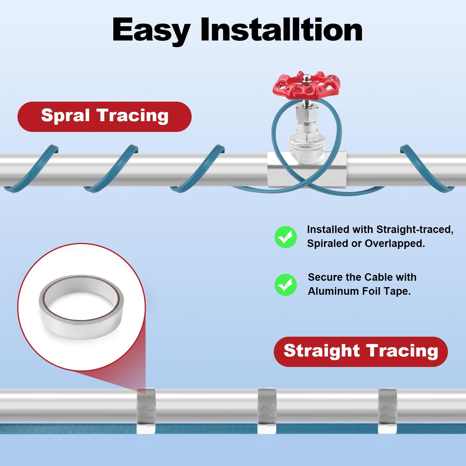 APIOLO 6FT heat tape provides roof snow de-icing for safer eaves.