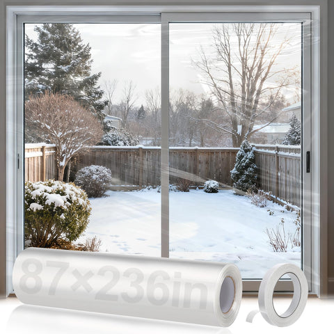 Apipi window insulation roll covers large doors for effective winter draft reduction.