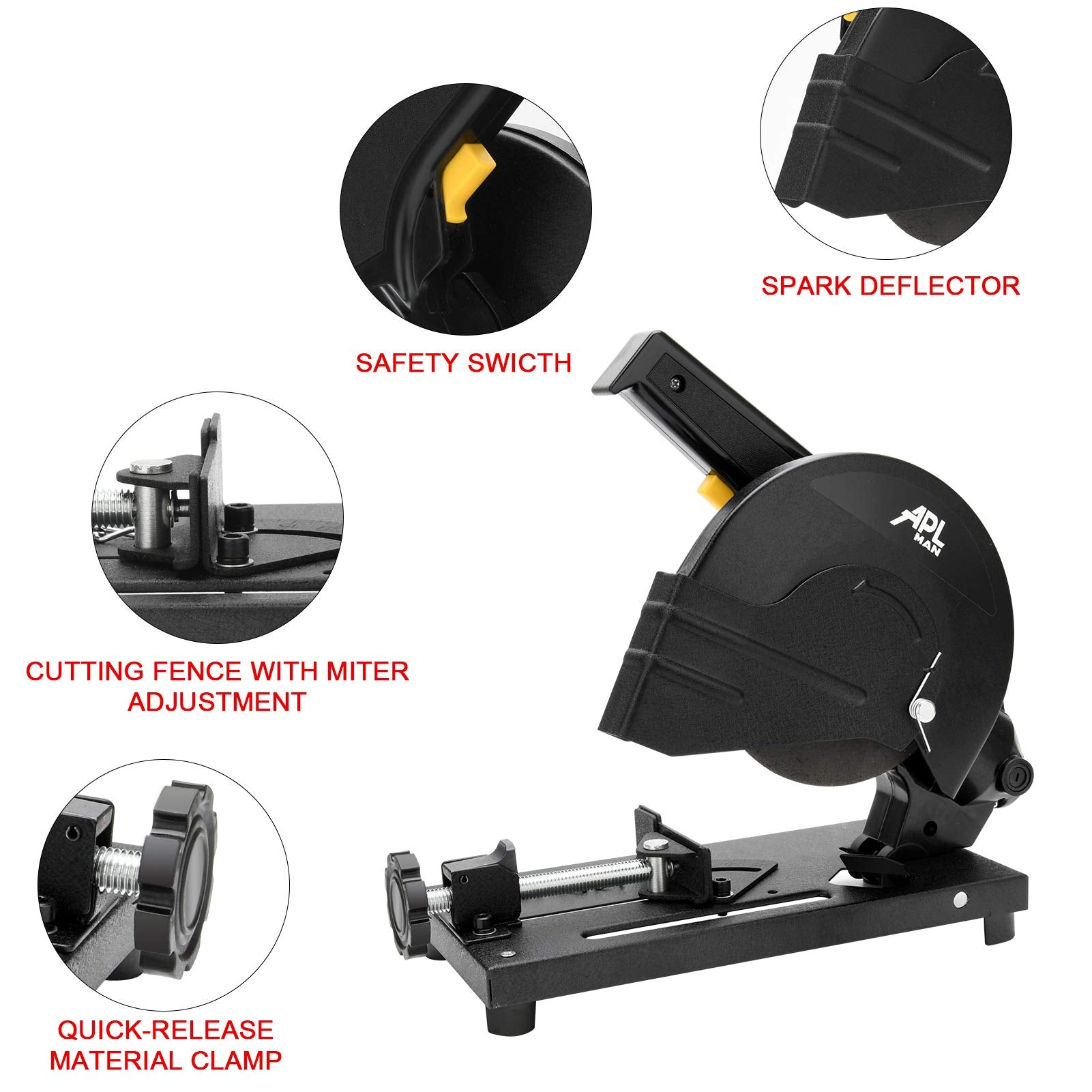 APL MAN 6-inch cut-off saw spark deflector for safer operation and clean lines.