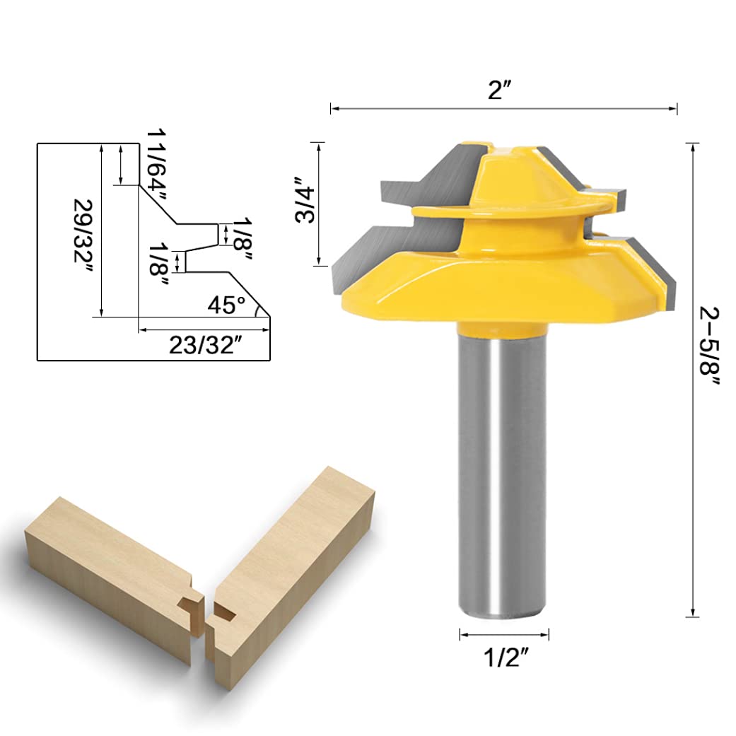 APlus half-inch router bit with 1-3/8-inch blade diameter for fine detailing.