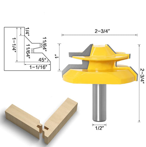 APlus half-inch router bit with 2-inch blade diameter for sturdy joints.