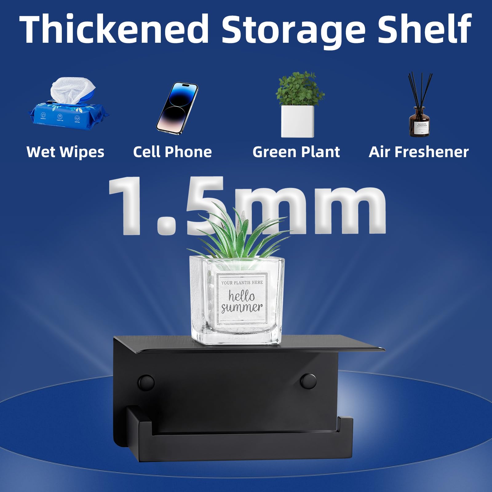 APLusee large storage shelf holding phone, wipes, or air freshener