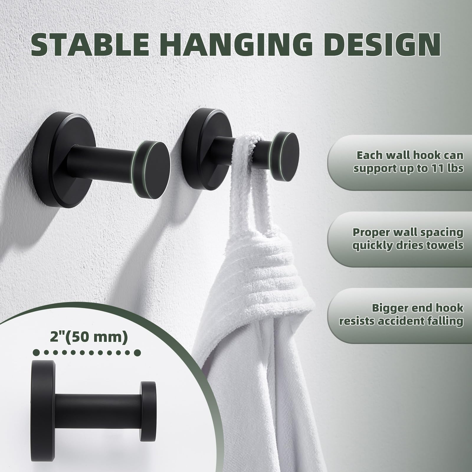 APLusee wall mounted hook with concealed screws for a clean look