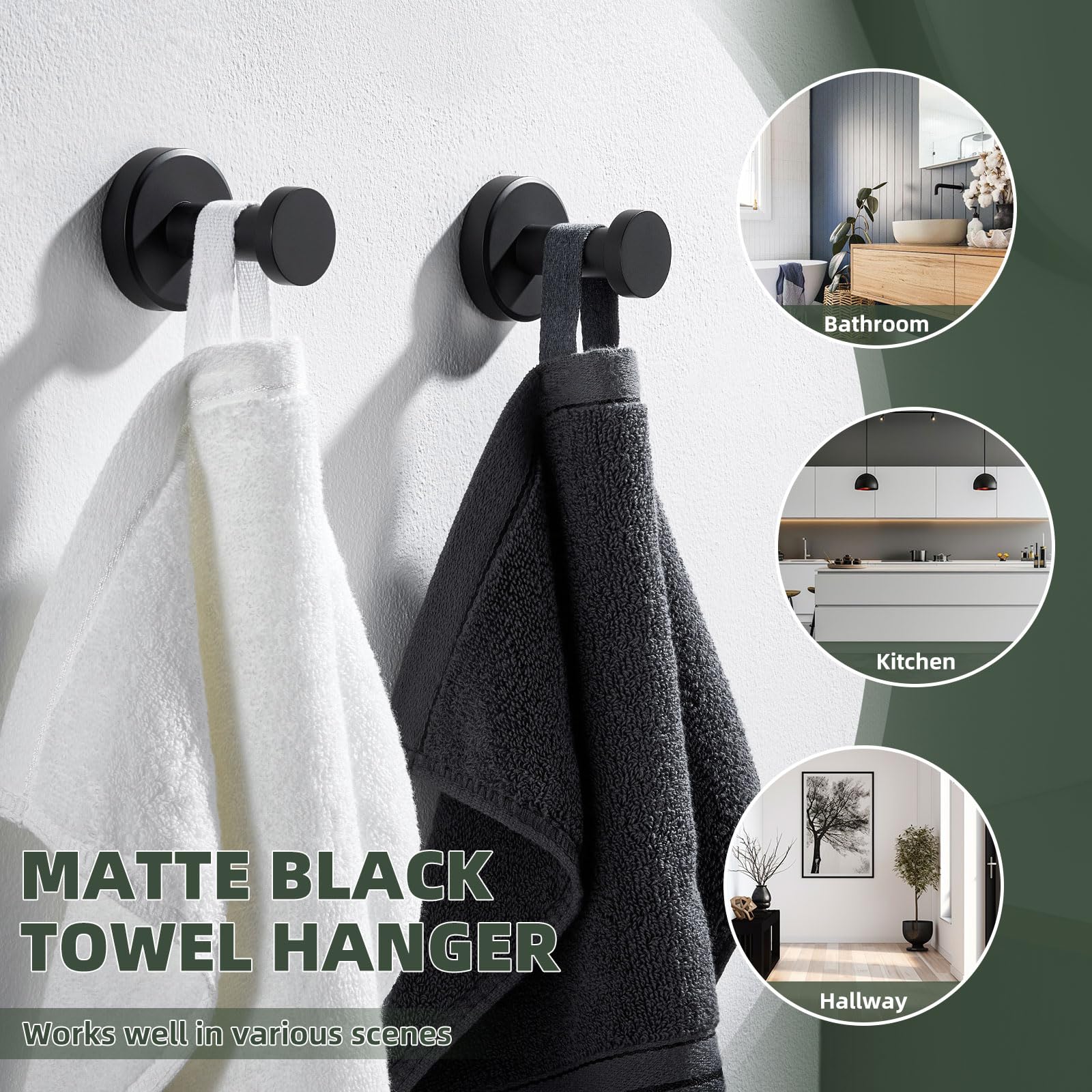 APLusee sturdy hook supports up to 11 lbs for towels or robes