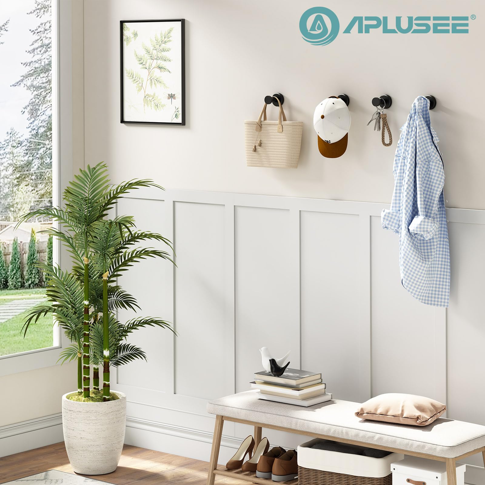 APLusee bath hook wall mount installation with included hardware.