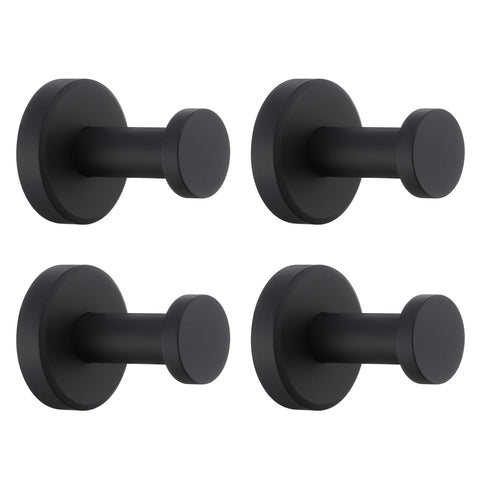 APLusee matte black bath hook wall mount showcases sleek design for towels.