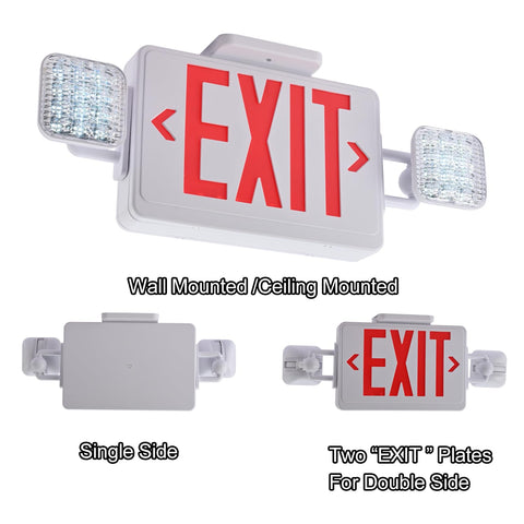 Apmeetlux red exit sign emergency light front view enhances outage visibility