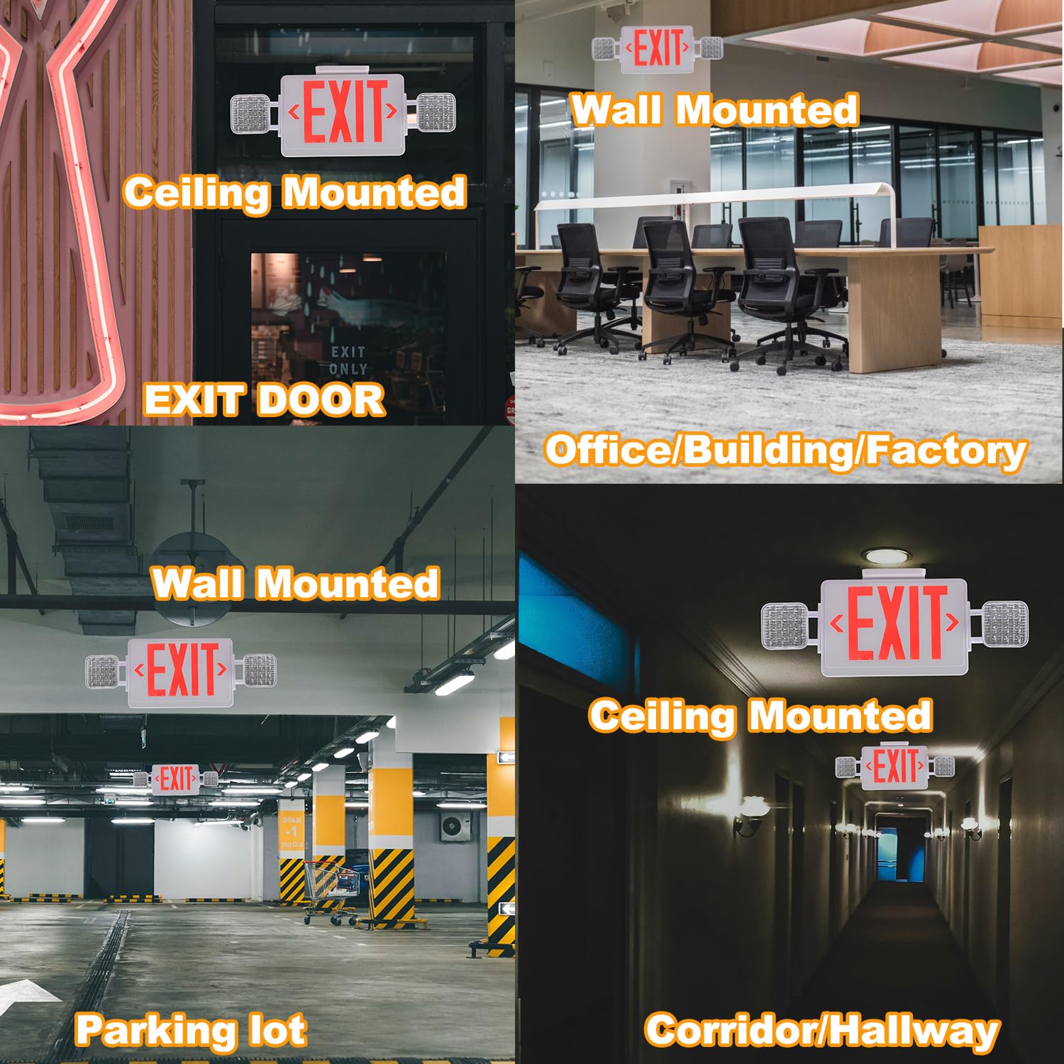 Apmeetlux red exit sign helps guide occupants in busy venues