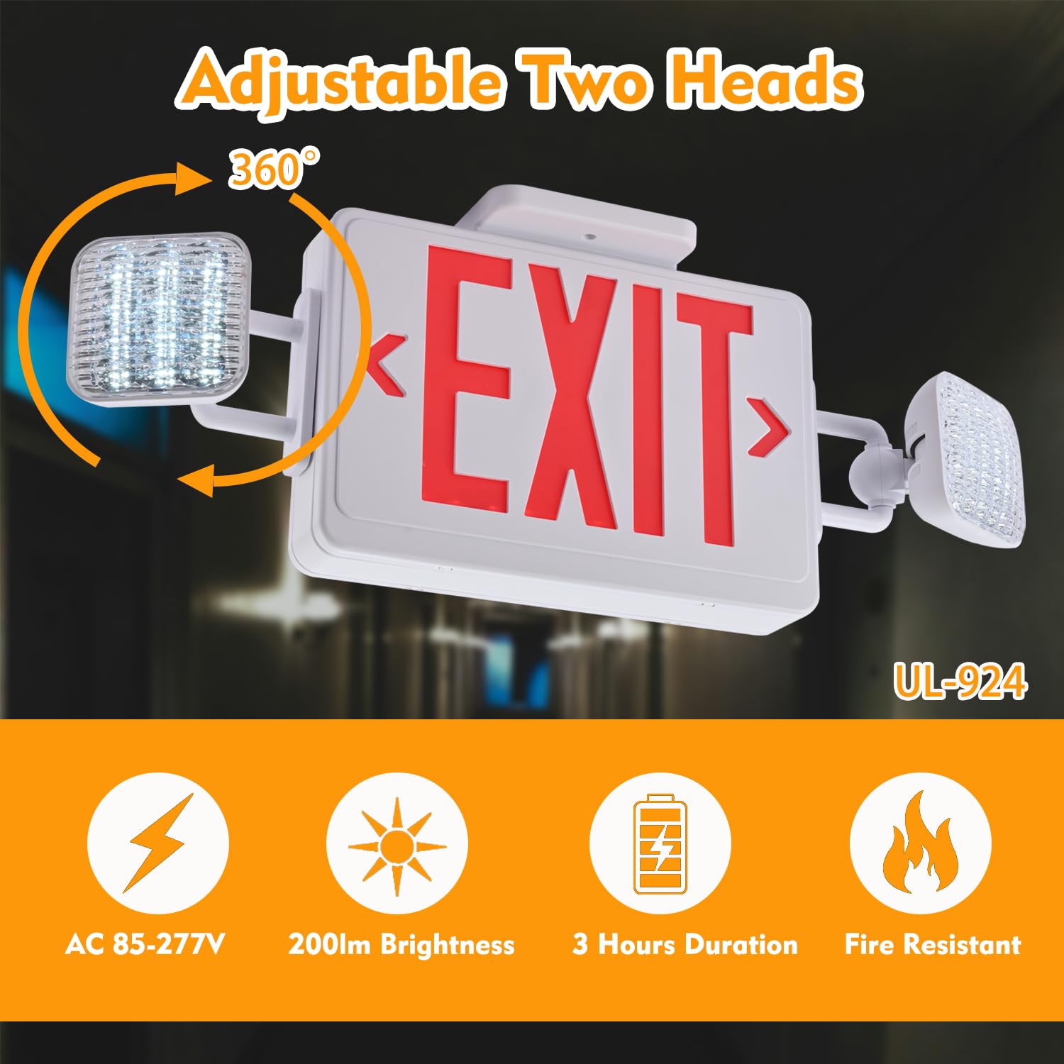 Apmeetlux red exit sign wall mount for flexible placement