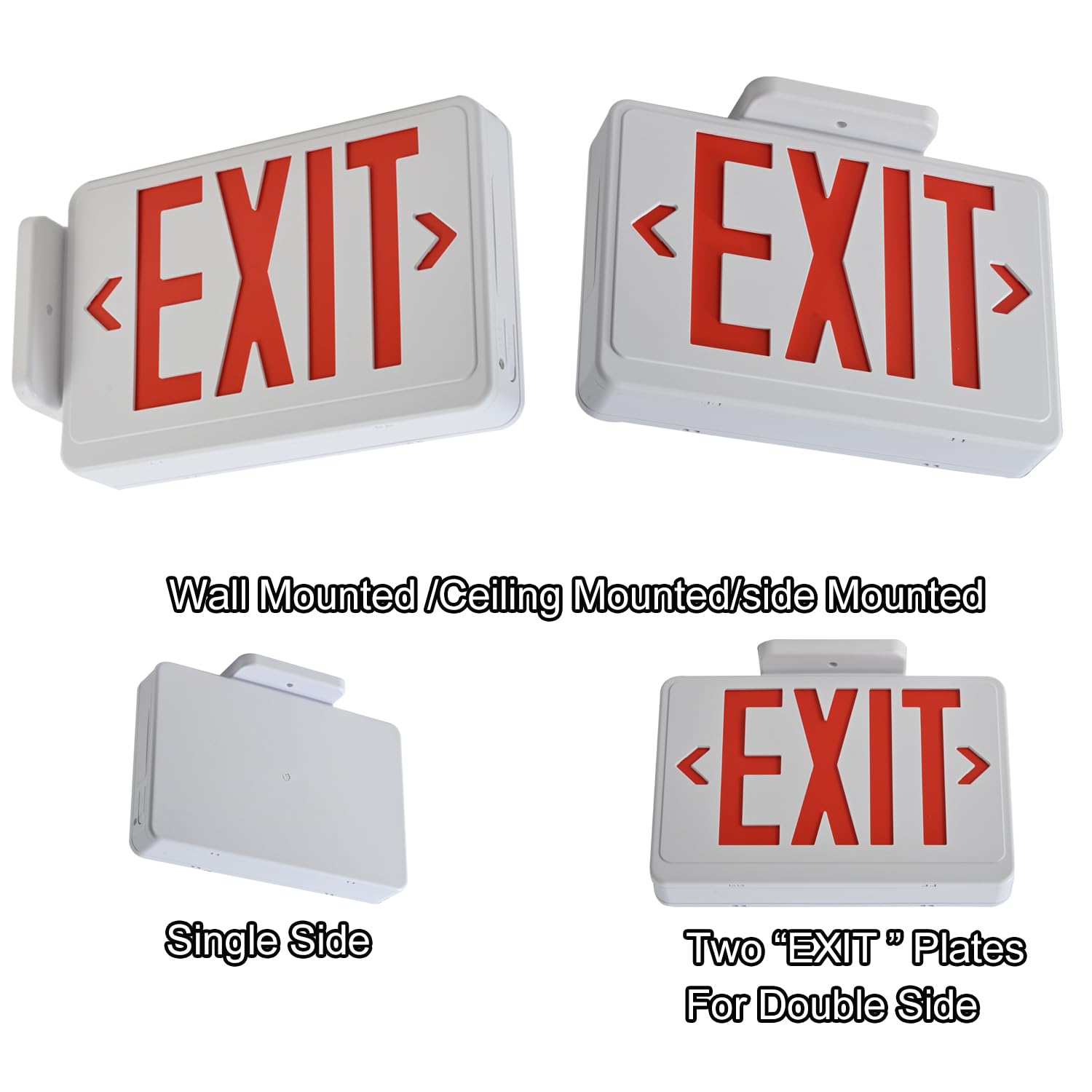 Apmeetlux red LED exit sign back view with compact emergency lighting