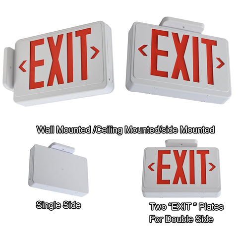 Apmeetlux red LED exit sign back view with compact emergency lighting