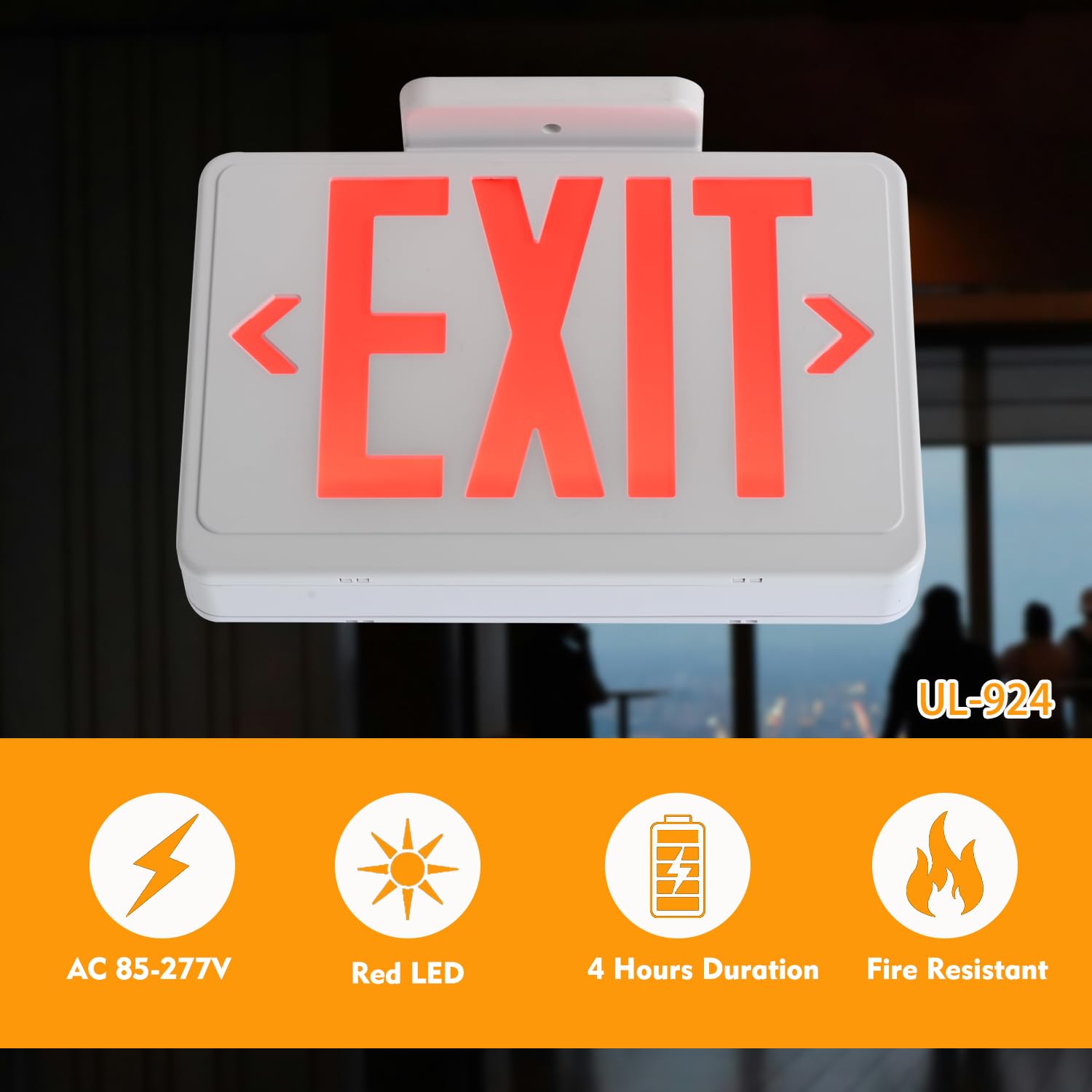 Apmeetlux red LED exit sign double-sided for dual-direction visibility
