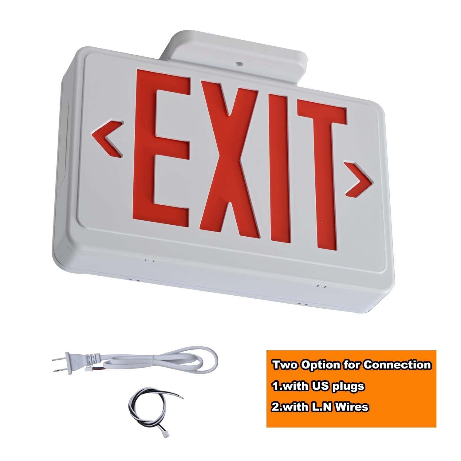 Apmeetlux red LED exit sign plug-in cord close-up for easy setup
