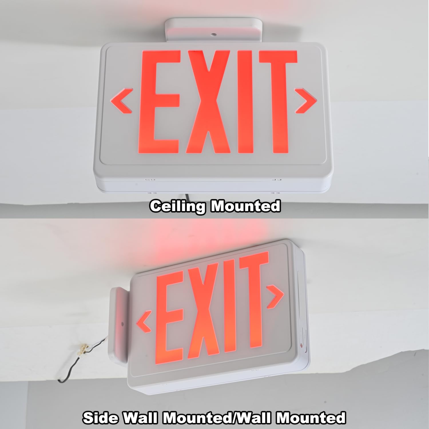 Apmeetlux red LED exit sign wall mount installation for flexible spaces