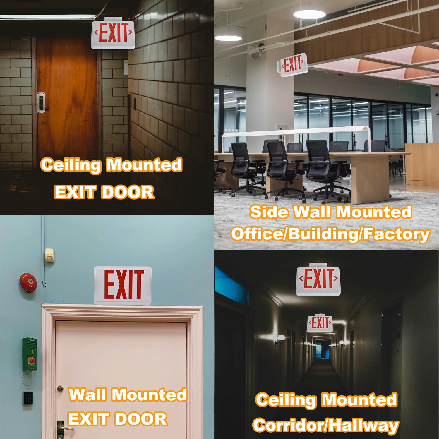 Apmeetlux red LED exit sign wide-angle illumination for large areas