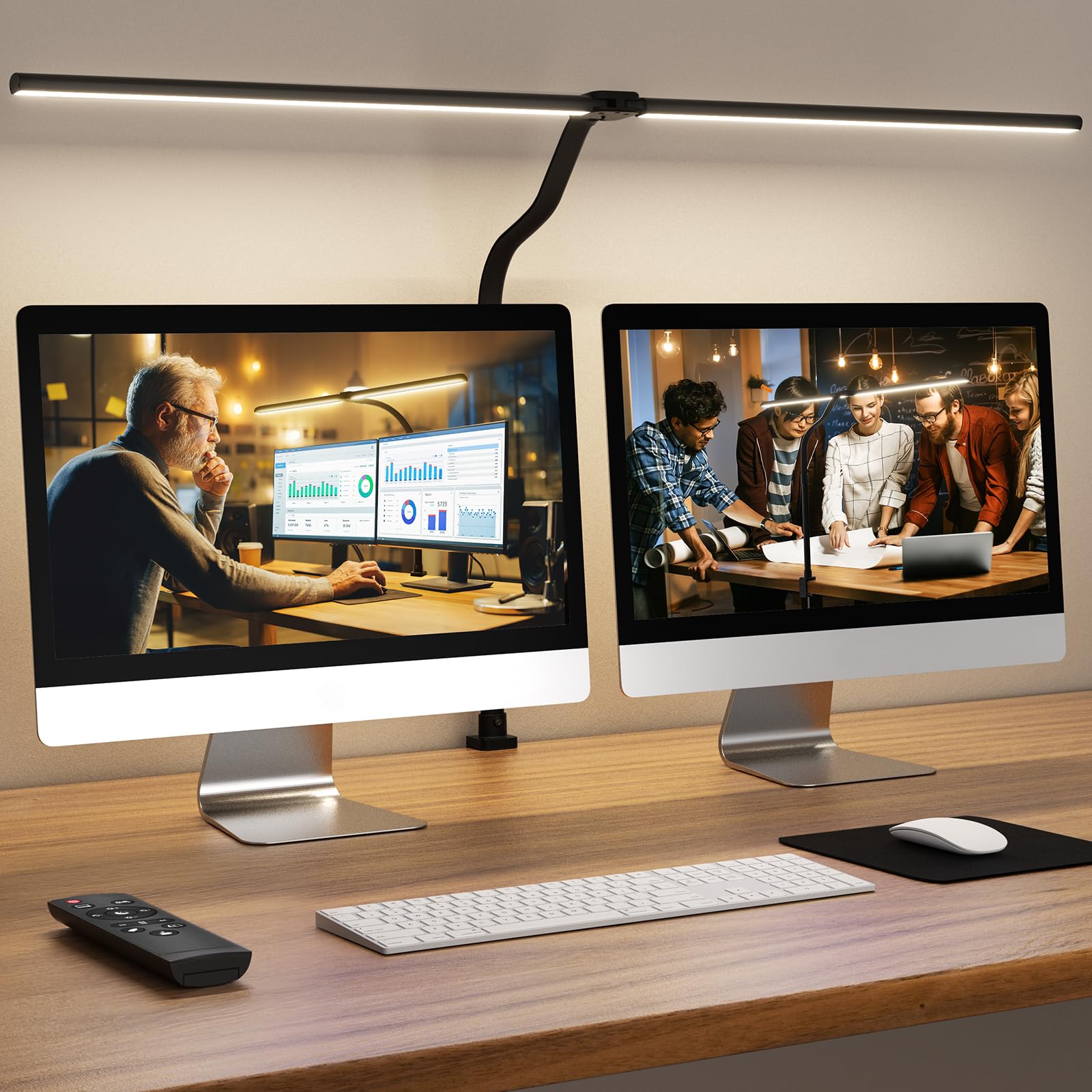 APMIEK LED desk lamp with remote control for easy mode changes.