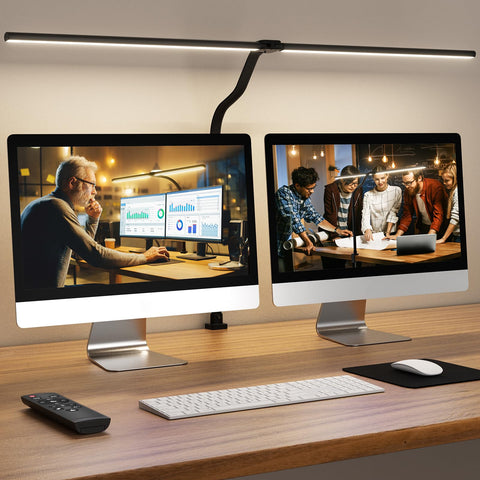 APMIEK LED desk lamp with remote control for easy mode changes.