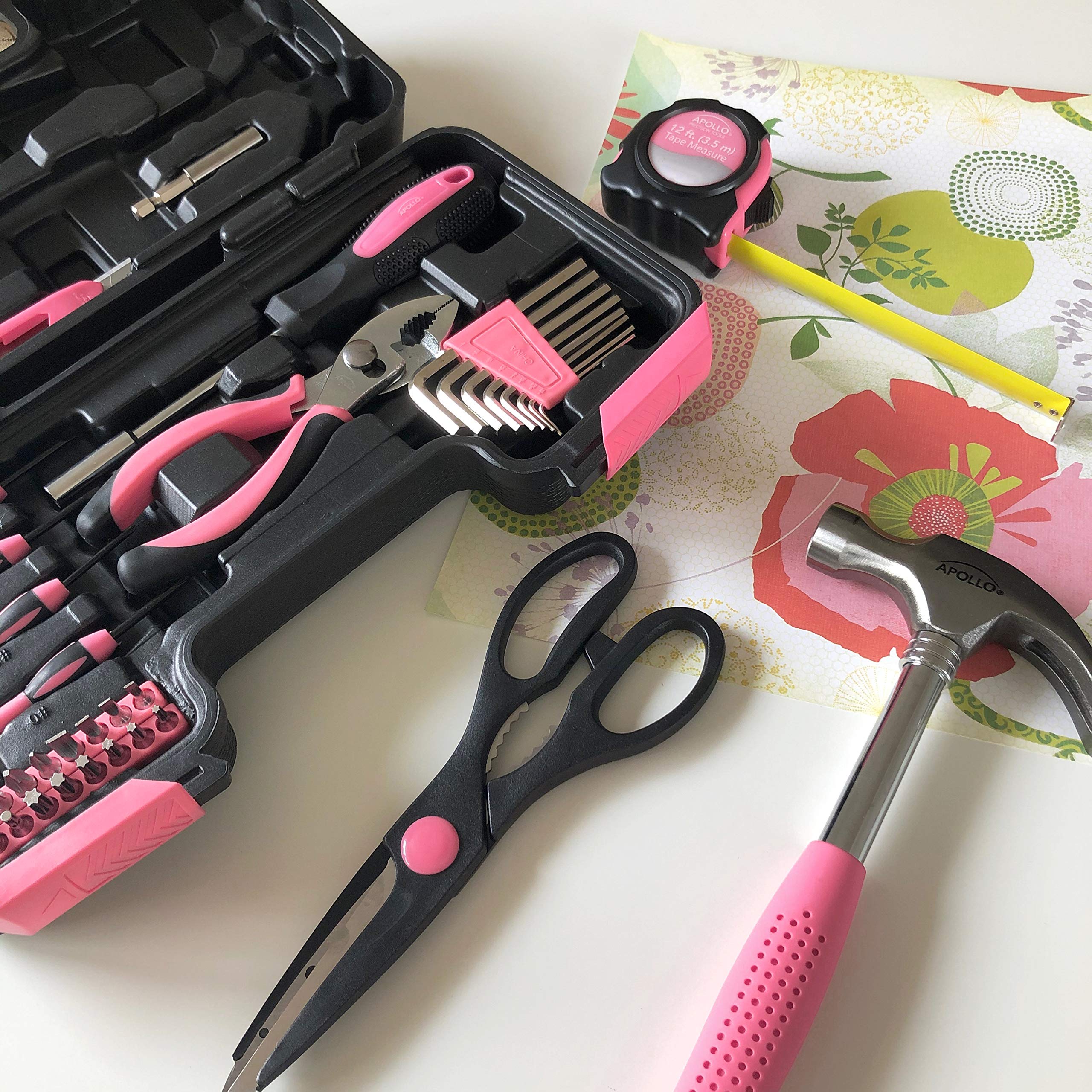 Apollo Tools pink 20-piece bit set covers common screwdriver needs.
