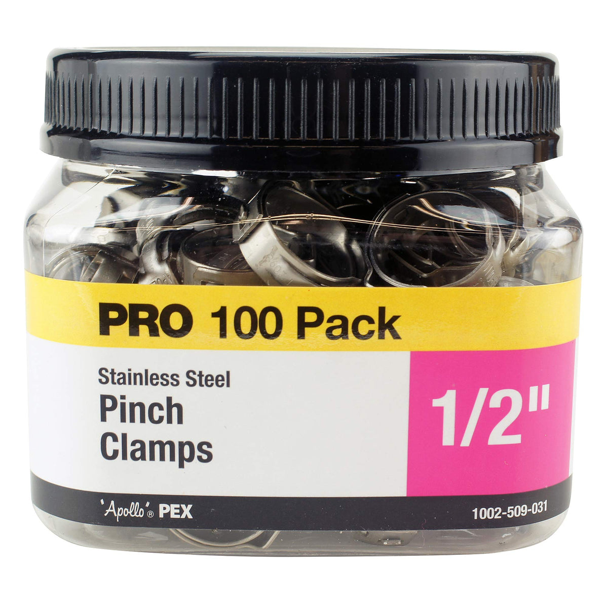 APOLLOPEX pinch clamps in a resealable jar for easy storage and quick access.