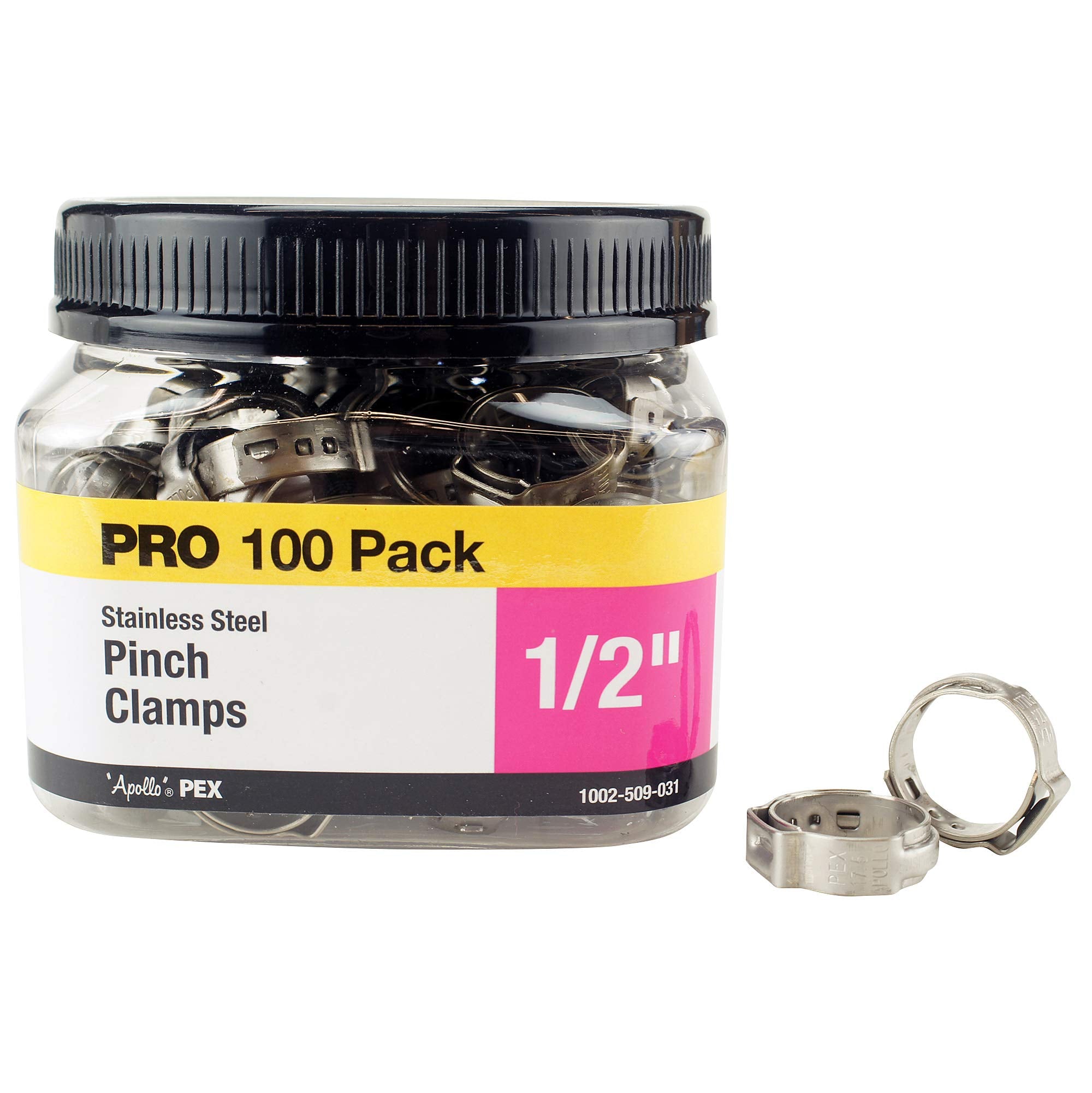 APOLLOPEX stainless-steel pinch clamps attached to a pipe show secure, durable connections.