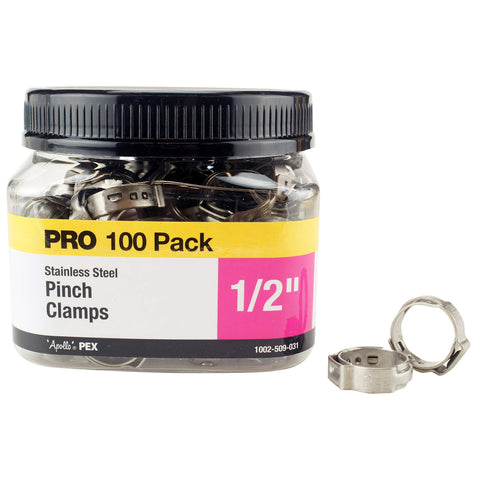 APOLLOPEX stainless-steel pinch clamps attached to a pipe show secure, durable connections.