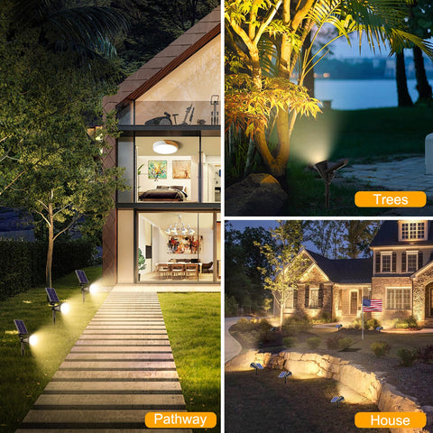 APOMAO solar spotlight four-pack delivers effortless, wire-free curb appeal.