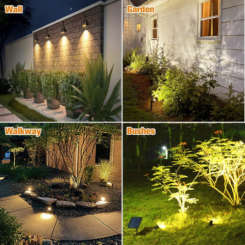 APONUO 270-degree adjustable spot light enhances garden accents.